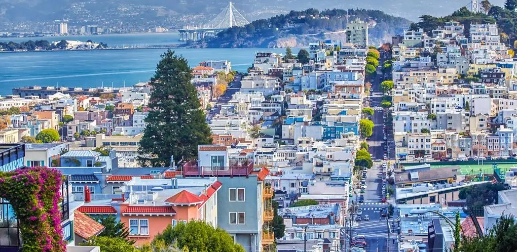 San Francisco skyline with Golden Gate Bridge